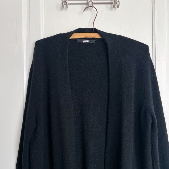 Jenni Kayne • Sweater Coat cardigan black merino wool yak knit minimalist open - Picture 4 of 10